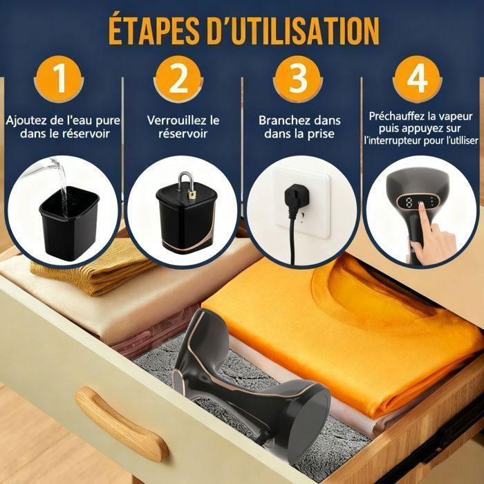 Vaporiera portatile per indumenti, vaporizzatore da viaggio, 320 ml, emissione di vapore 28 g/min