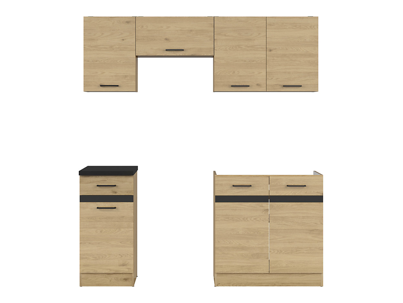 Komplet kuchenny Junona Line 180 cm dąb bernstein z blatem