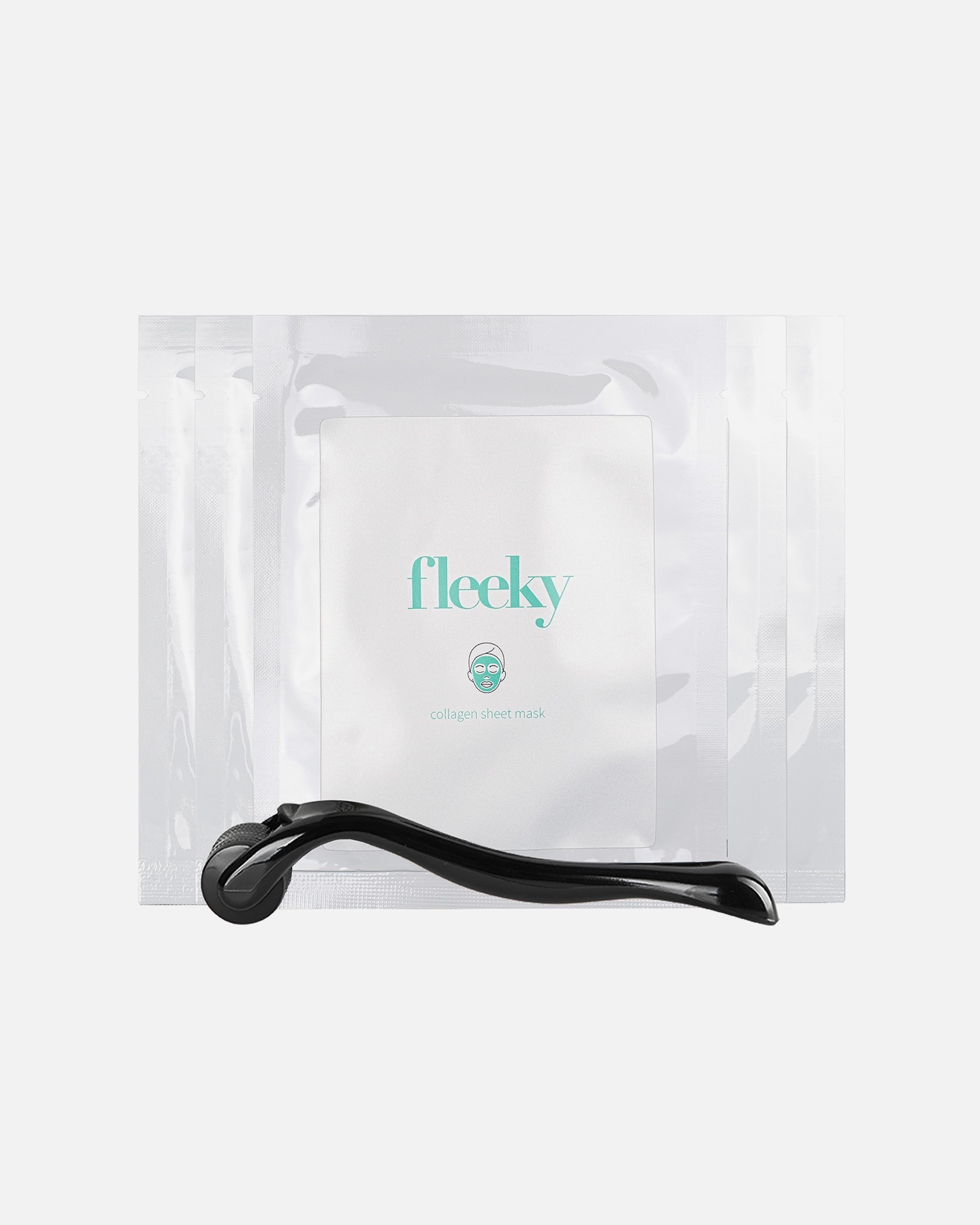 „Fleeky Sheet Mask“ kolageno lakštinė kaukė su 540 adatų dermaroleriu – 1 vnt. + volelis
