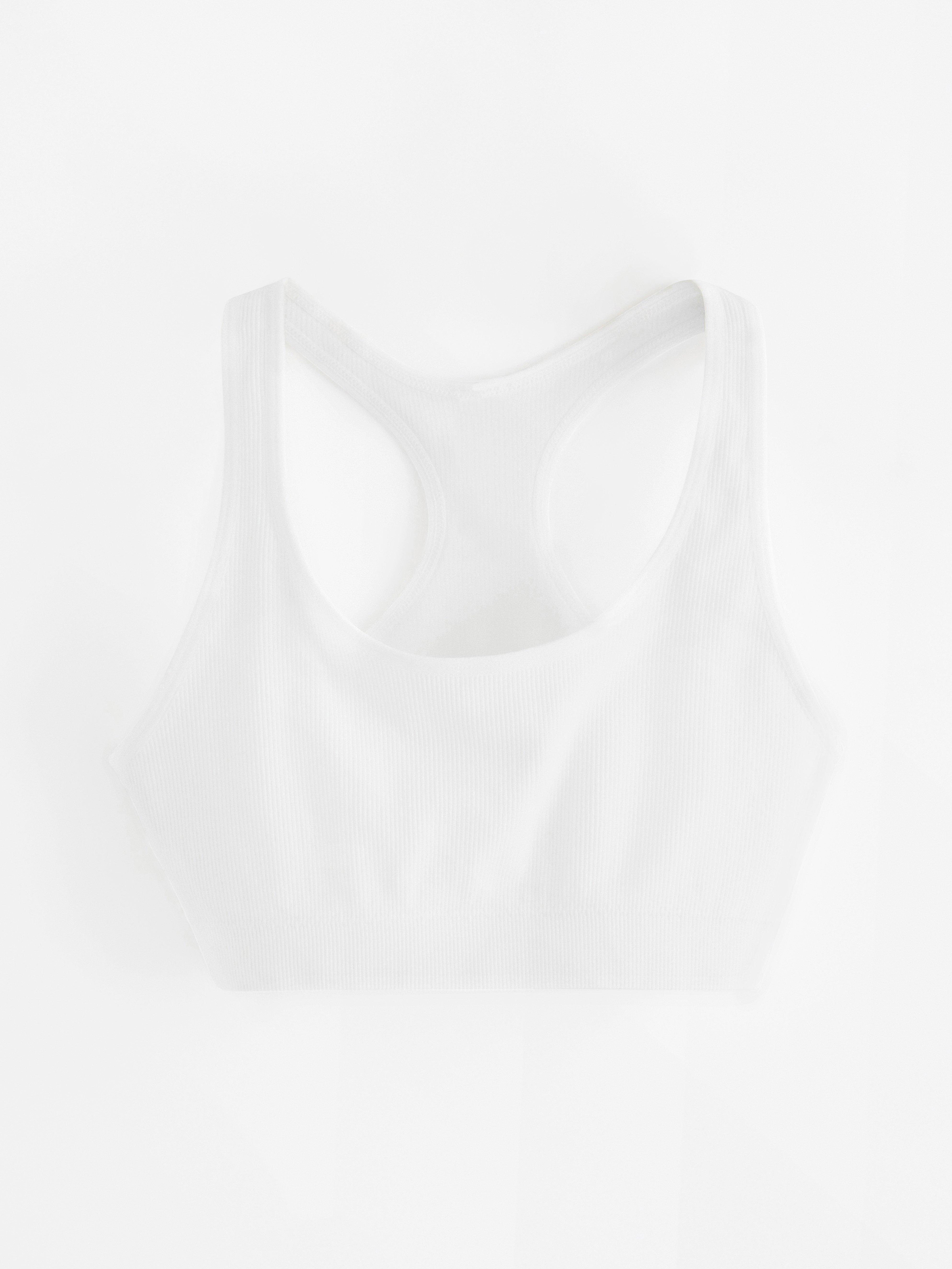 Sømløs ribbet myk bh Hvit