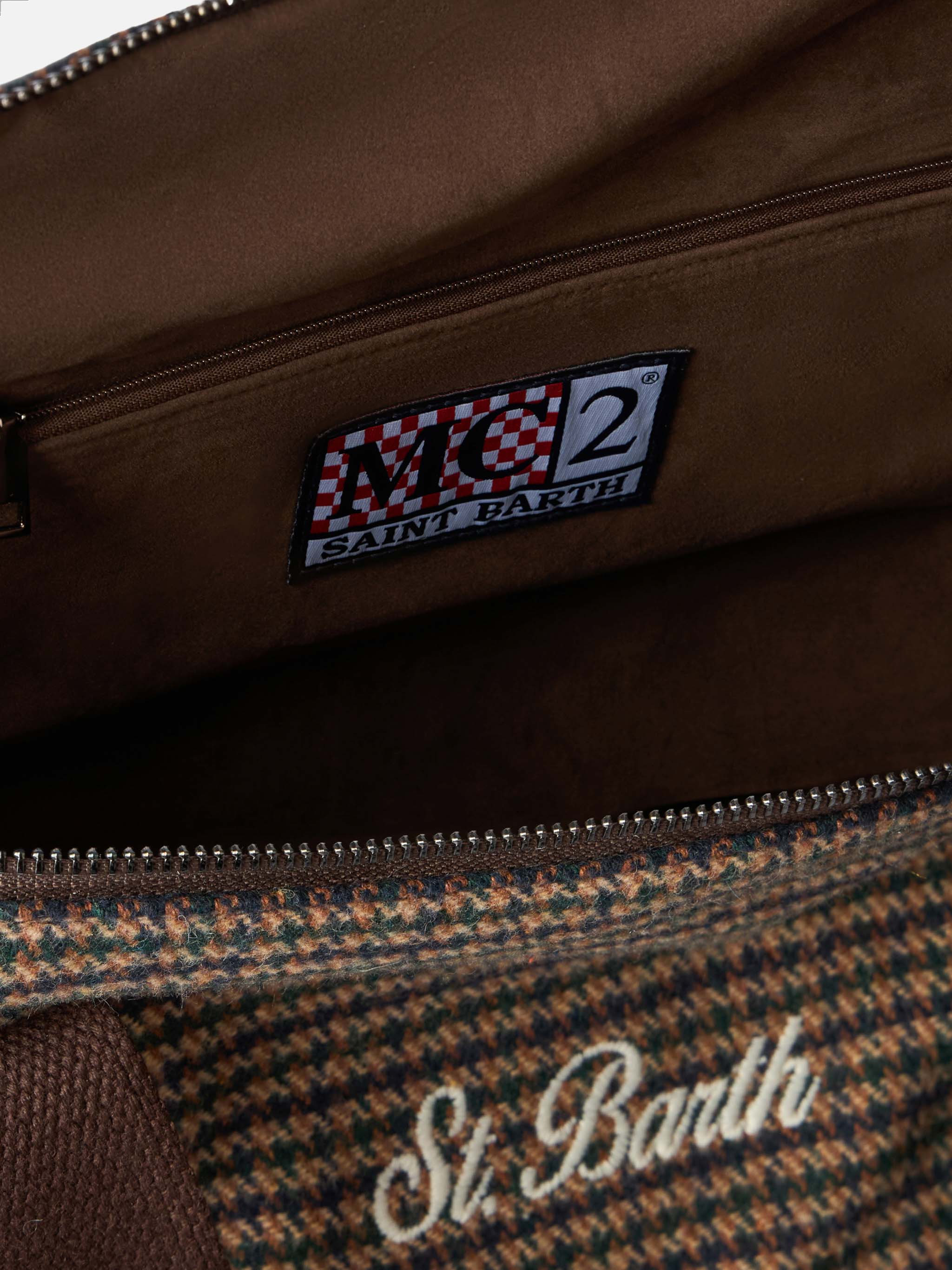 Bolsa de viagem Jetleg em lã com estampa pied-de-poule