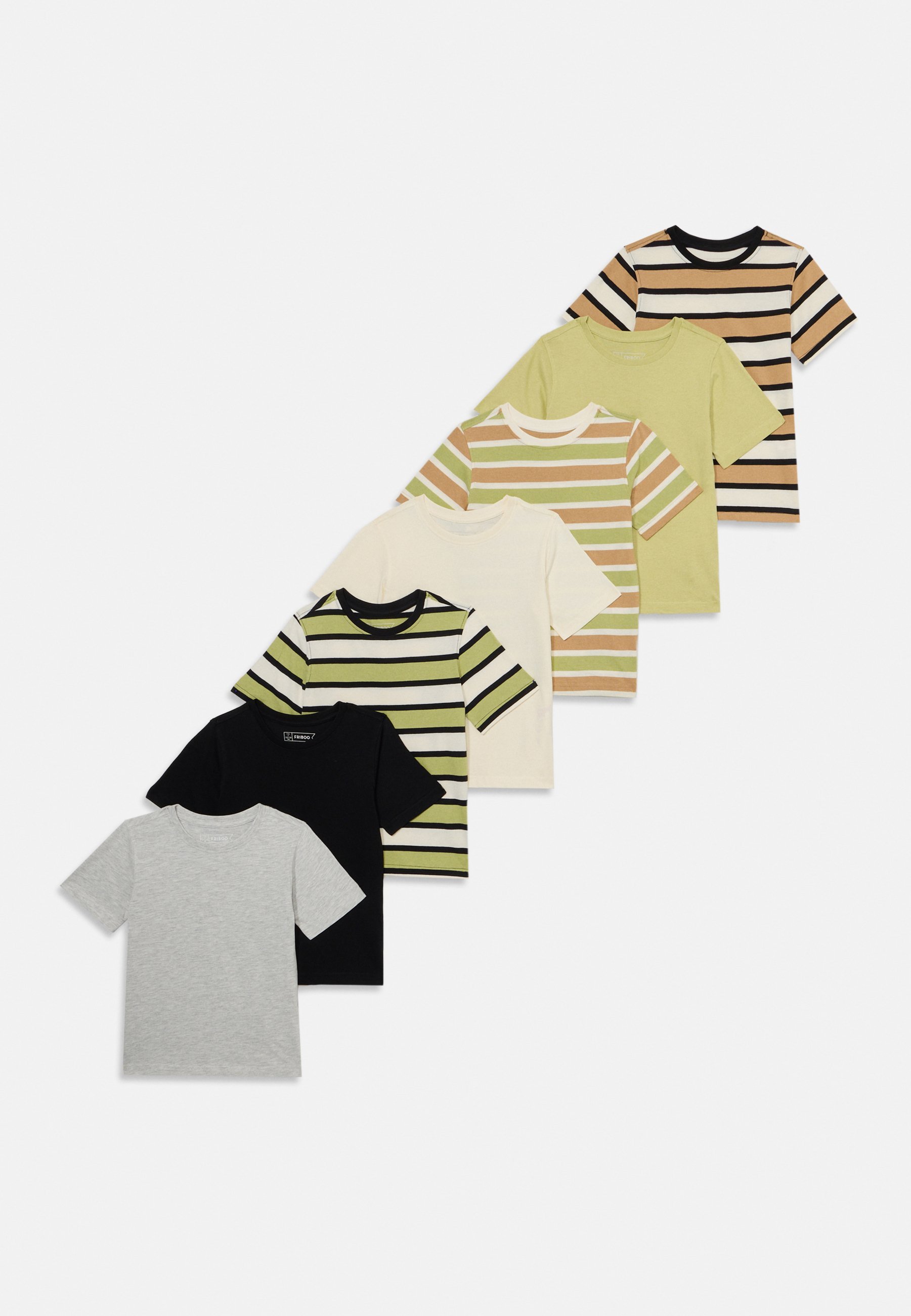 Friboo 7-PACK UNISEX - Basic T-shirt - lichtgroen/gebroken wit