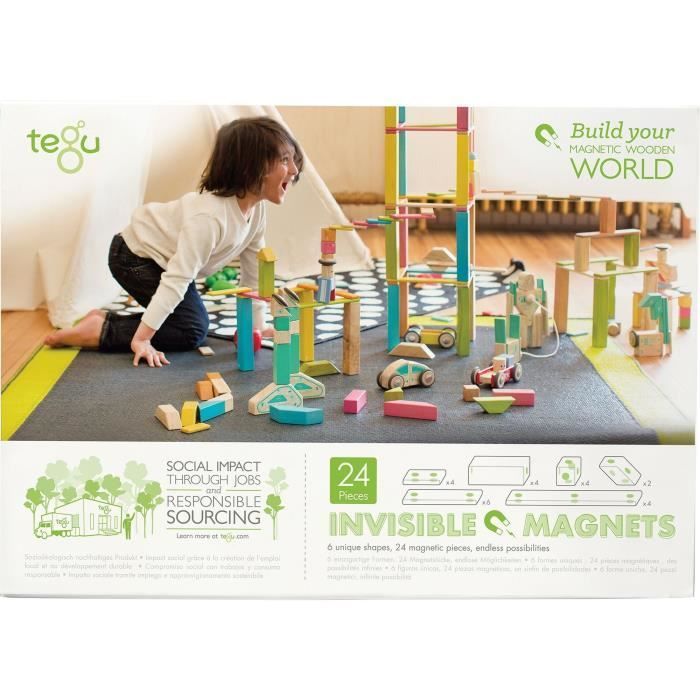 TEGU Sunset 24 Pièces - Blocs de bois aimantés - Jeu de construction