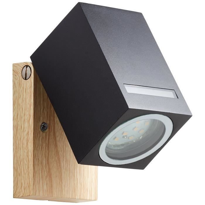 Aplique de pared exterior GALENI - BRILLANTE - negro/natural - metal/cristal - GU10 1x20W
