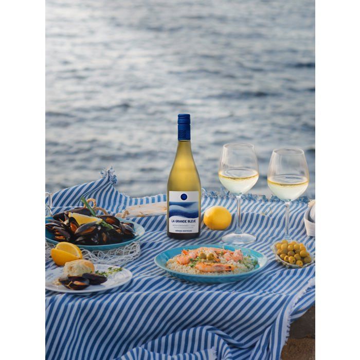 Vinho branco orgânico La Grande Bleue 2024, lote de 3 garrafas (75cl)