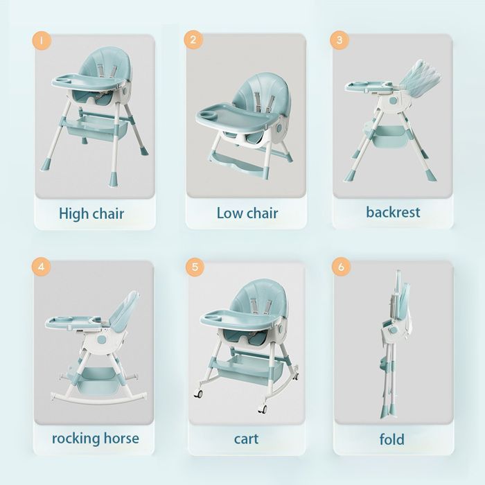 MIPAN.Seggiolone per bambini - Pieghevole - Regolabile - Reclinabile - 64x70x87cm - Seggiolone convertibile per bambini - Seggiolone ergonomico per bambini - Blu