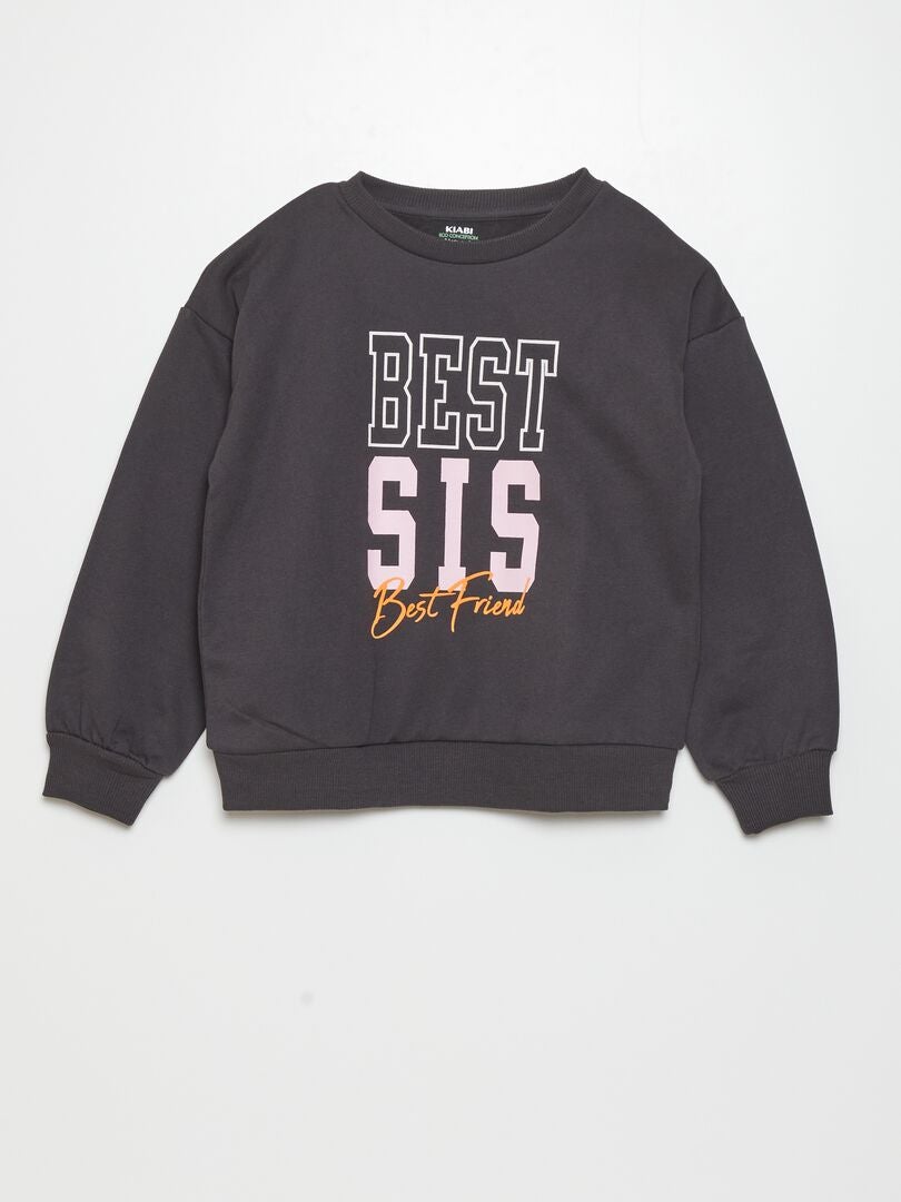 Pluche bedrukte fleece trui - ZWART