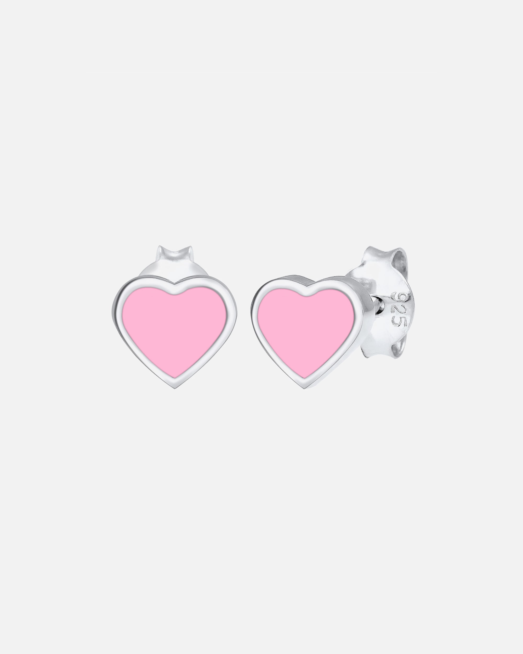 Elli Enfants Clous d'oreilles cœur Émail rose en Argent Sterling 925