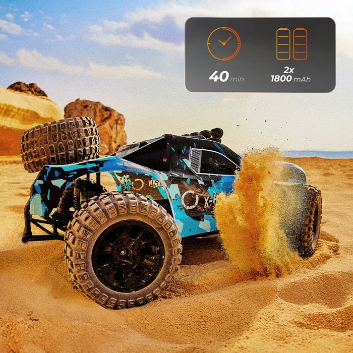 OVERMAX Hooligan Grande voiture télécommandée rapide, échelle 1:10, vitesse 35 km/h, portée 100 mètres, transmission 4x4, 40 min