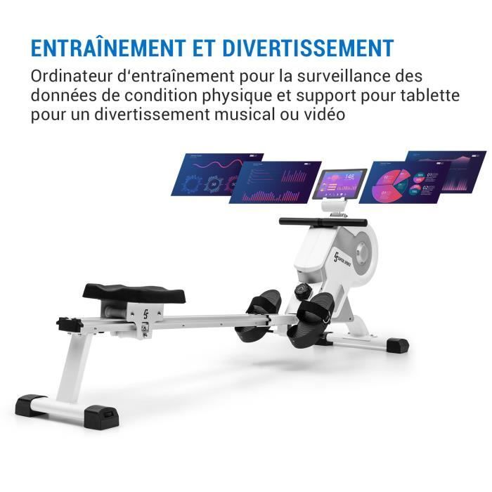 Magnetische roeimachine - Capital Sports Stream M1 - 105 cm - LCD-scherm - 8 weerstandsniveaus - Aluminium - Roeimachine voor krachttraining - Wit
