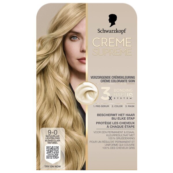 Schwarzkopf Creme Supreme 9-0 Natural Light Blonde kopjoša krēmkrāsa, 182 g