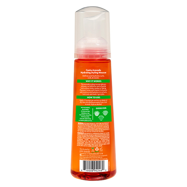 Mousse idratante per lo styling all'avocado Cantu 248ml