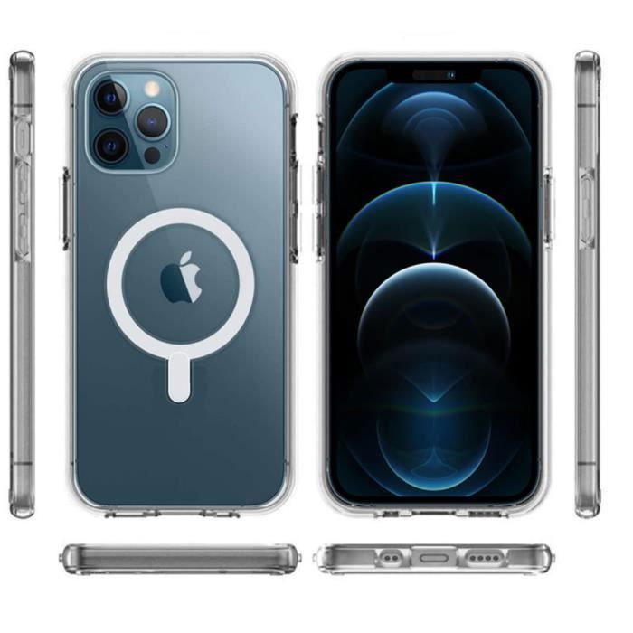 Capa protetora - Phonillico® - iPhone 14 Pro Max - Silicone transparente - Carregamento sem fio - MagSafe