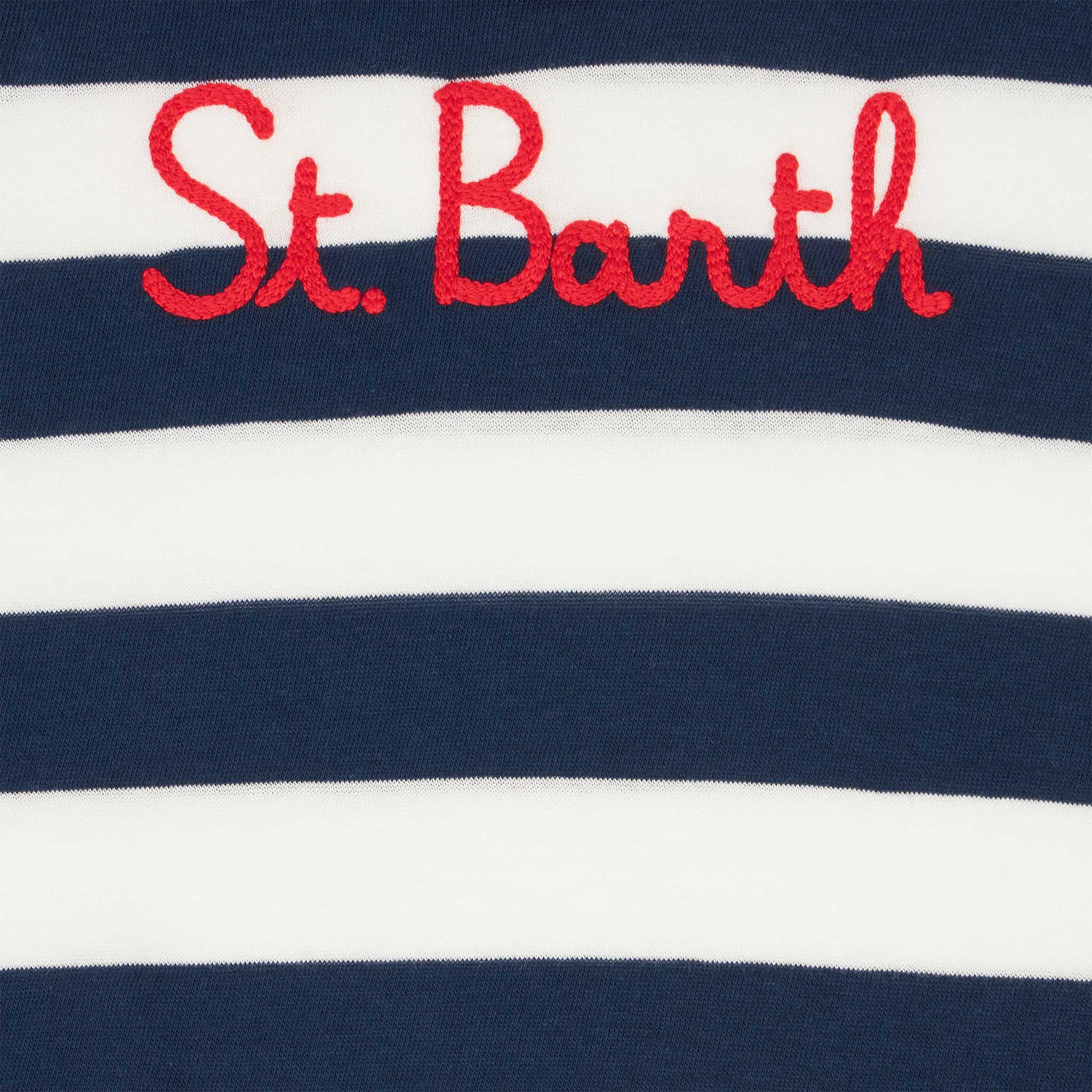 Blå randig t-shirt för pojkar med Sankt Barth-broderi