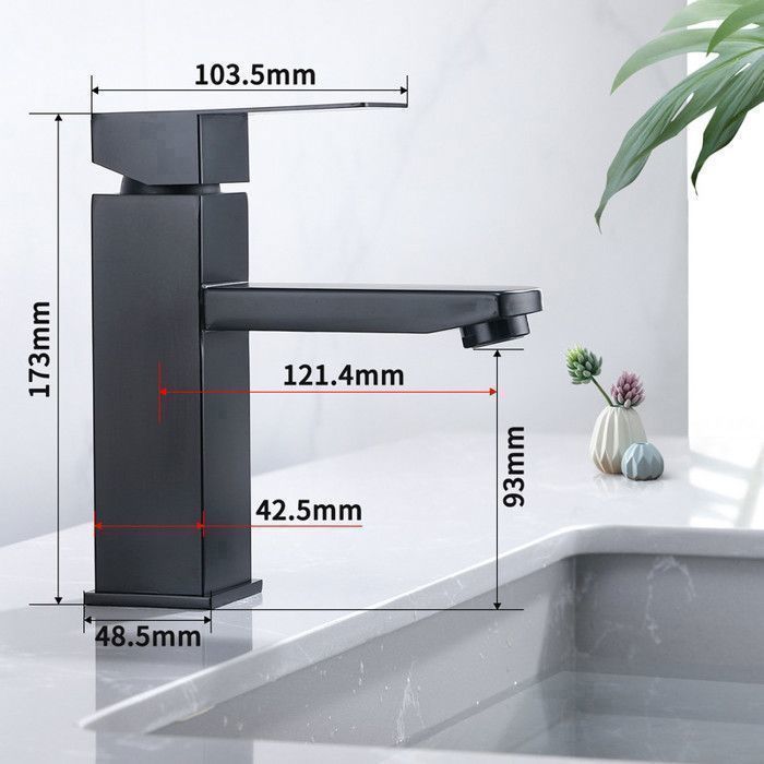 Robinet Salle de Bain Mitigeur de Lavabo avec Poignée Carrée Robinetterie pour Salle de Bain Mousseur Démontable Noir