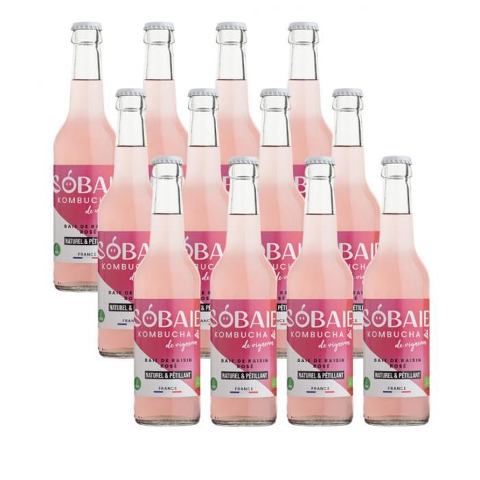 Kombucha del enólogo SOBAIE - Uva rosa y frutos rojos - 12 x 33 cl