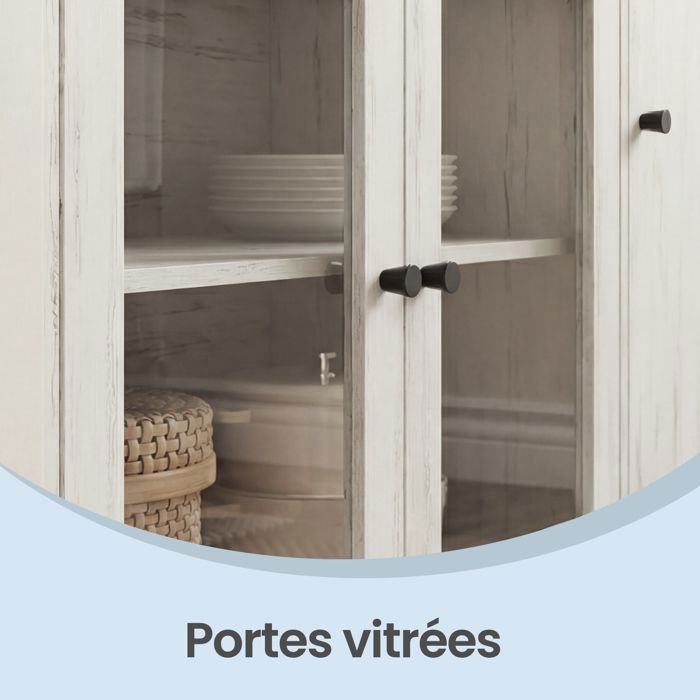 Aparador de cocina con 3 puertas, para comedor o salón, estilo rústico, 110 x 33 x 75 cm, marrón y blanco.