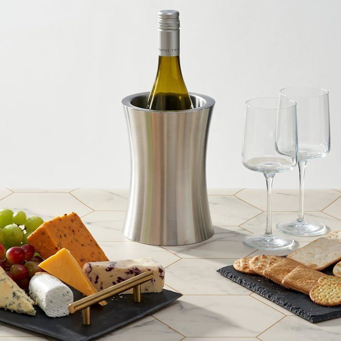 Seau rafraîchisseur à vin haut de gamme - Refroidisseur de bouteilles de vin à double paroi en acier inoxydable - 19 cm x 10 cm