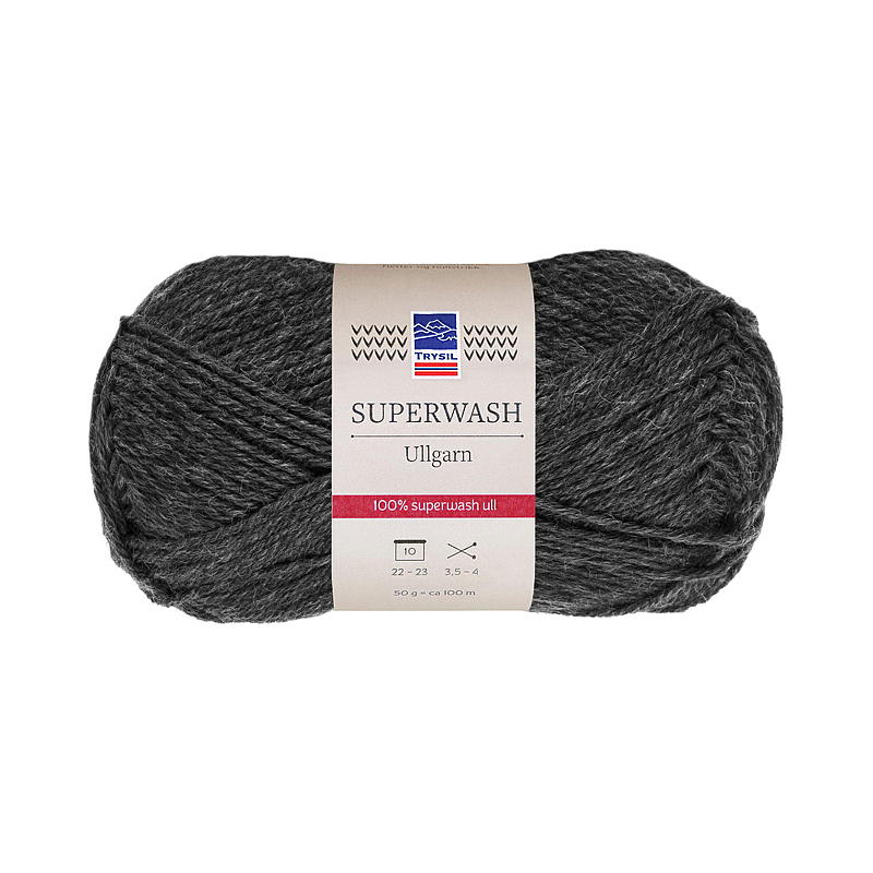 Filato di lana Trysil Superwash, 100% pura lana vergine, grigio antracite