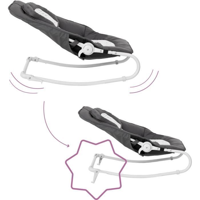Sdraietta Badabulle per neonati - Easy Moonlight - Pieghevole - Posizione fissa o a dondolo - Arco giochi - Rivestimento sfoderabile - Garanzia a vita