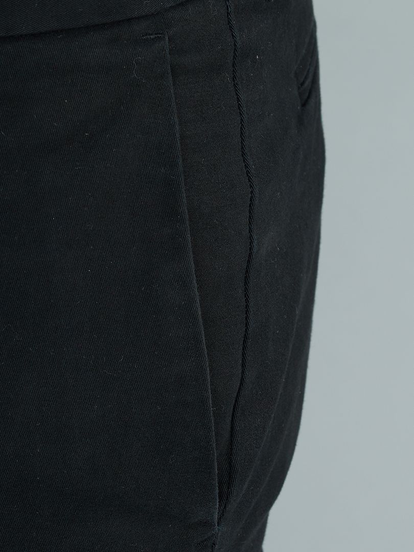Spodnie chino z czystej bawełny, dopasowane, rozmiar L36 + 1 m 90 - czarne