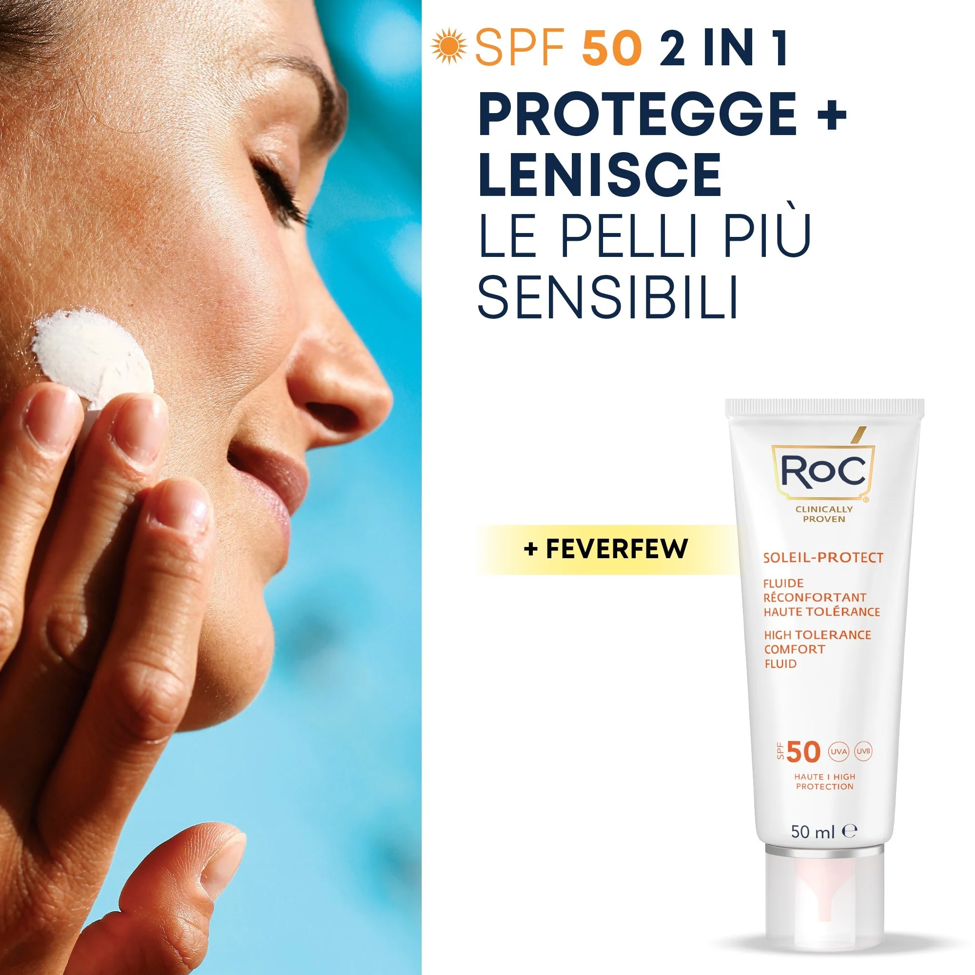 Soleil-Protect Fluido Solare Viso Elevata Tollerabilità SPF50 - Solare viso alta prot.