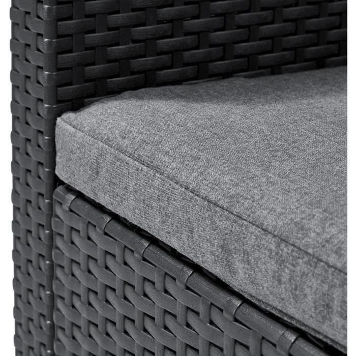 Salon de jardin - résine aspect rotin tressé - Allibert by KETER - 2 personnes - SanRemo - Gris graphite