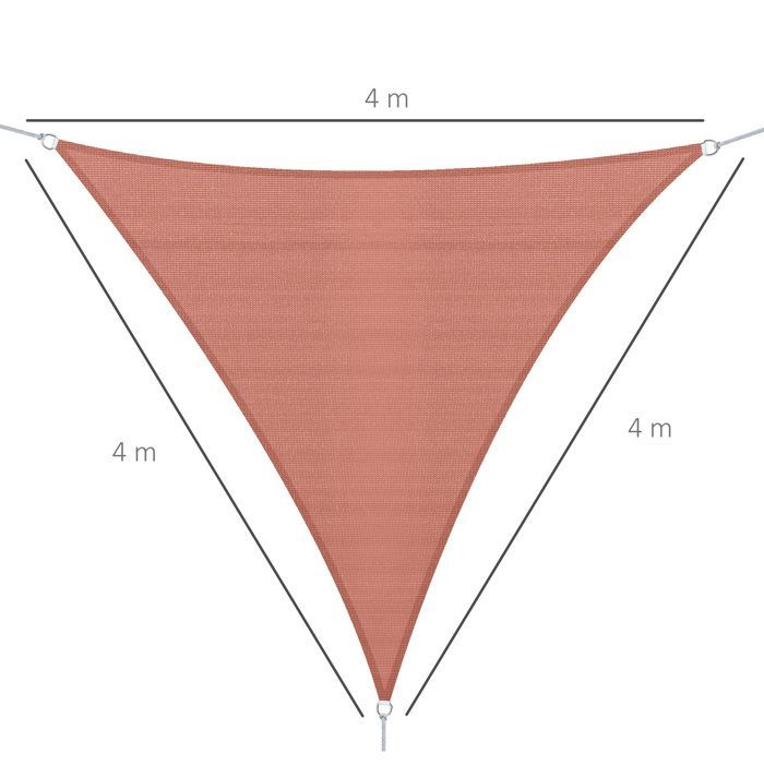 Vela de sombra Outsunny - gran tamaño triangular 4x4x4 m, alta densidad, resistente a los rayos UV - PE - rojo óxido