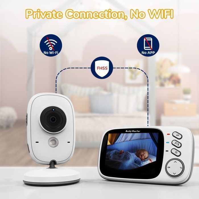 Babyphone Caméra 360°, Bébé Moniteur 3.2