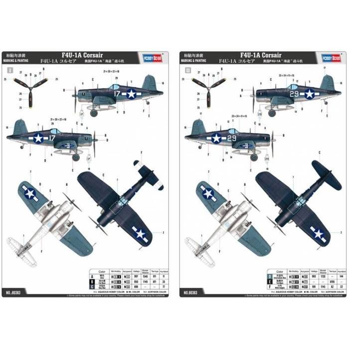 HOBBY BOSS - Maquette Avion F4u-1a Corsair Hobby Boss 80383 1/48ème Maquette Char Promo - Ref : 13291