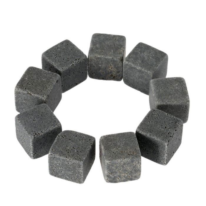 Refrigeratore per vino - Pietre - Set da 9 pezzi - 100% naturale - Acciaio inossidabile - Nero - Secchiello per il ghiaccio