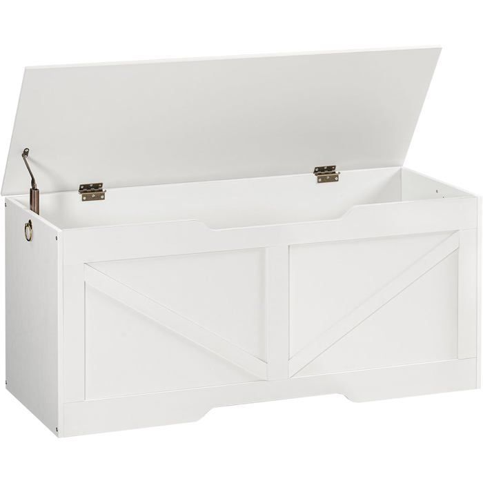 HOOBRO Storage Chest, Storage Bench with Wooden Lid, Toy Cabinet, Shoe Bench, White