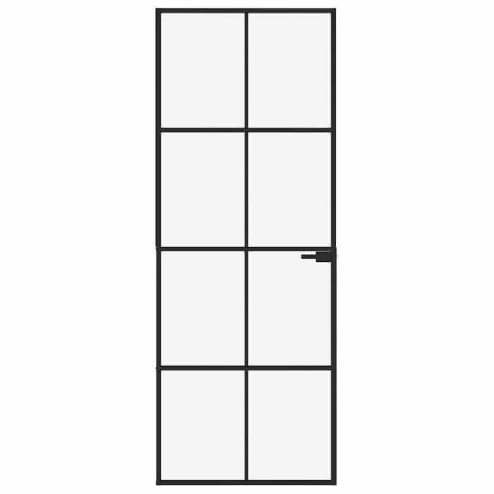 vidaXL Porte d'intérieur Noir 76x201,5 cm Trempé verre aluminium fin 153662