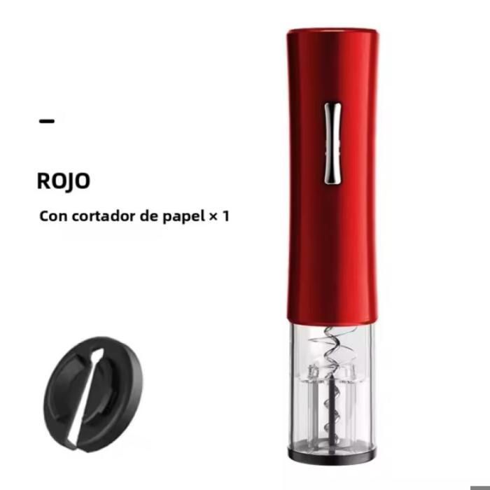 Red electric wine bottle opener with foil cutter and screwdriver, smart automatic kitchen accessories.