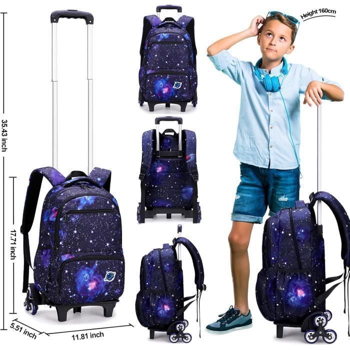 Mochila escolar con ruedas - Mochila infantil - Azul - Resistente - Gran capacidad - Cómoda - Azul PZCC