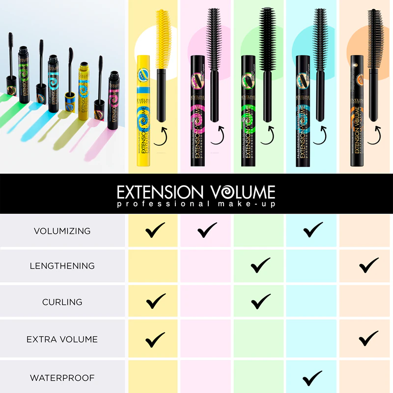 Máscara para cílios Eveline Cosmetics Extension Volume com efeito push-up