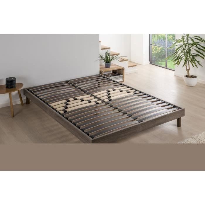 DEKO DREAM Sommier en kit 140x190 - Décor chêne et gris