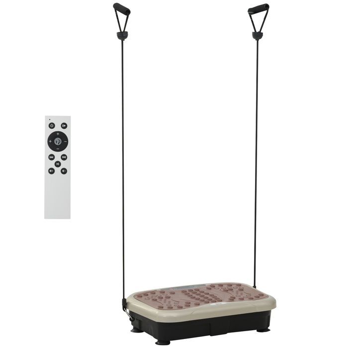 Plataforma vibratoria para fitness - Beige - 99 niveles - Control remoto - Altavoz USB