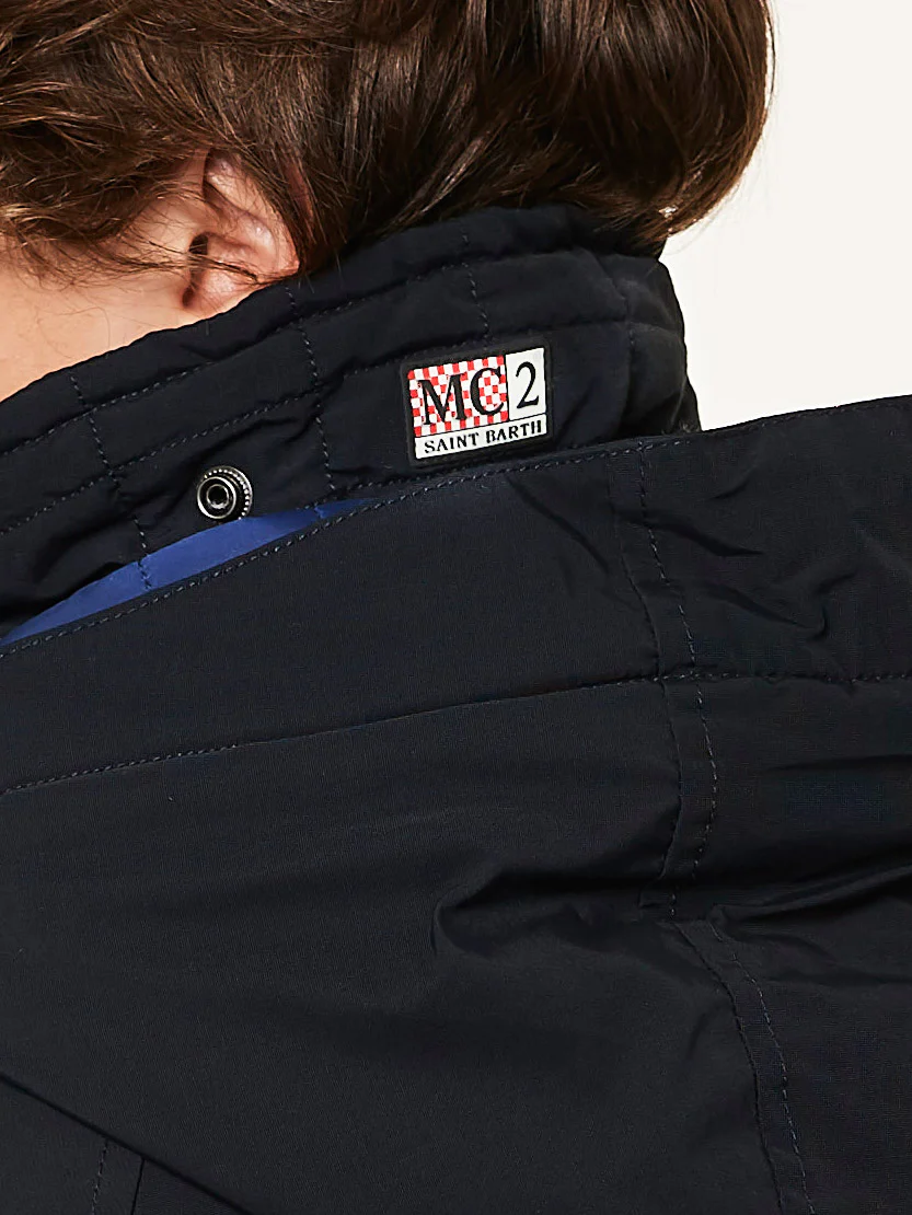 Marineblauwe windjack met capuchon voor heren
