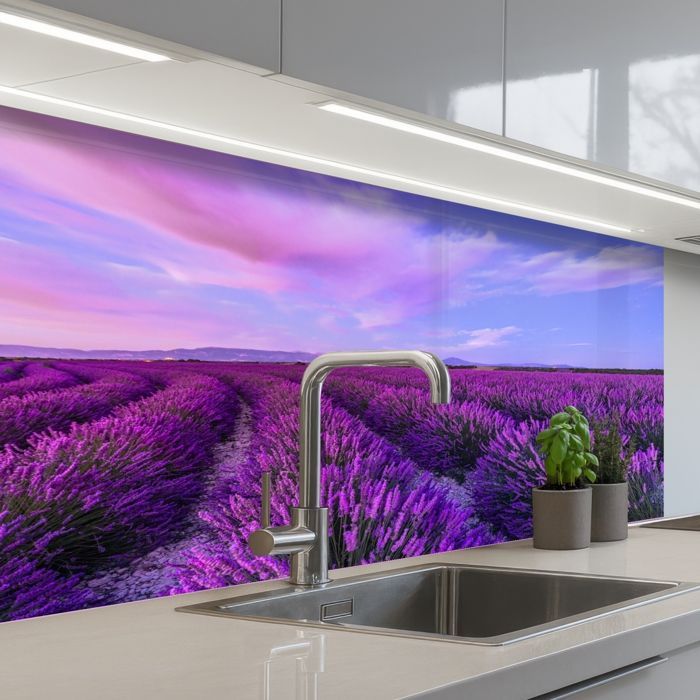 KitchenYeah Lavender Flowers of Nature Paarse Keukenachterwand 100x60cm