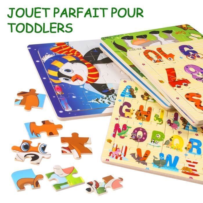 Ensemble de 6 puzzles en bois animaux Stillcool pour enfants de 2 à 5 ans