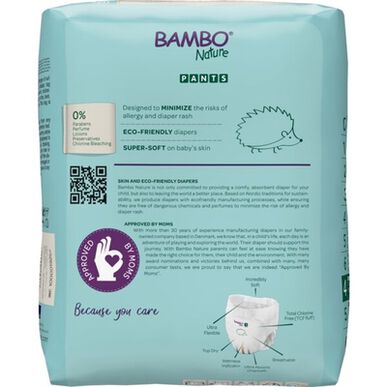 Pañales tipo pantalón Bambo Nature para niños y niñas, ropa interior ecológica T4, 7-14 kg, 20 unidades.