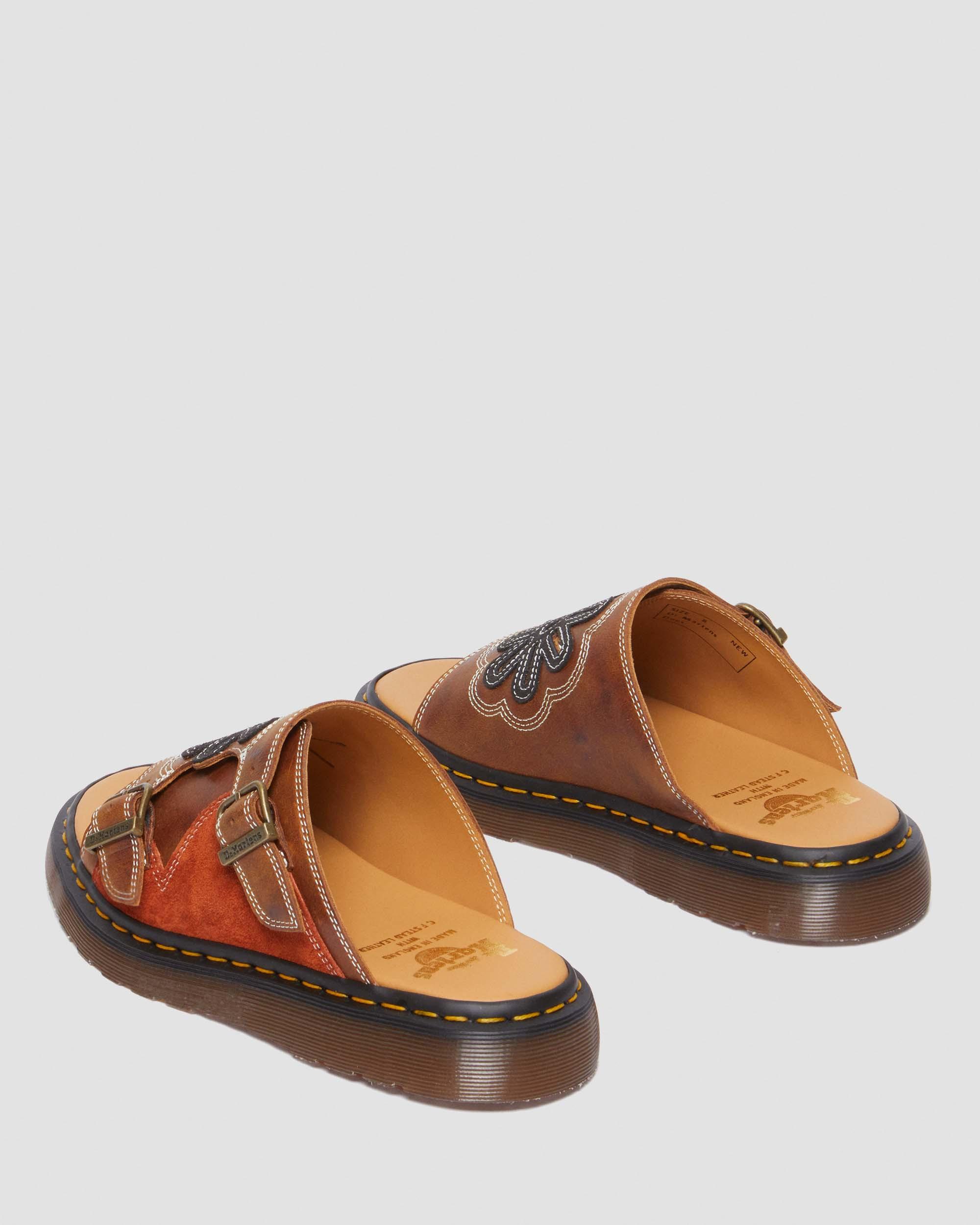 Dayne Made in England Leather & Suede Applique Slides
