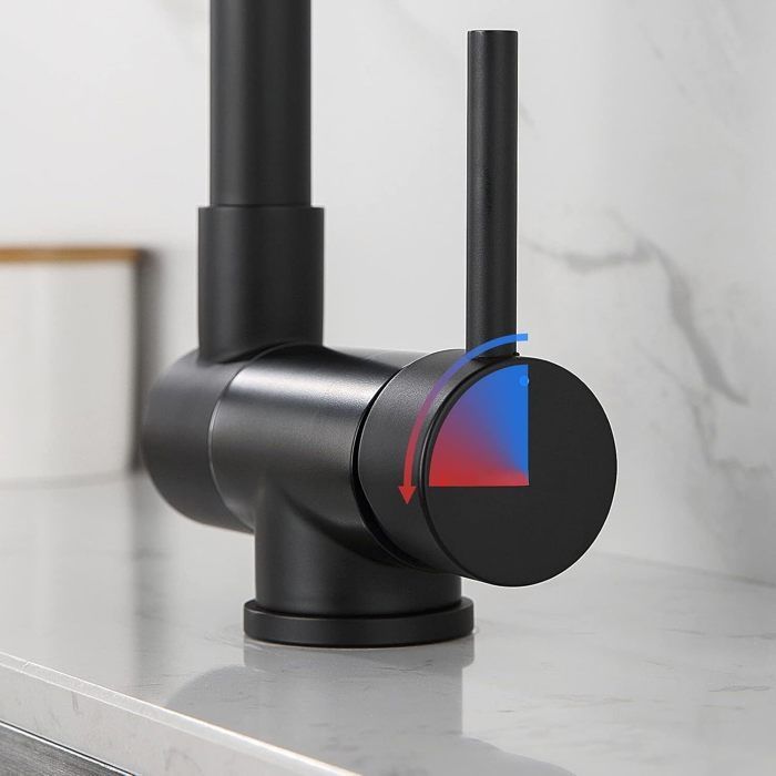 Rubinetto da cucina JULLYBATHEVY - Miscelatore - Pieghevole - Girevole a 360° - Miscelatore acqua calda e fredda - Nero