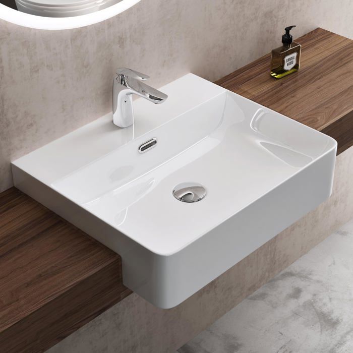 Lavabo rectangular de cerámica blanco para baño doporro Brüssel702 50,5x42,5x12,5cm