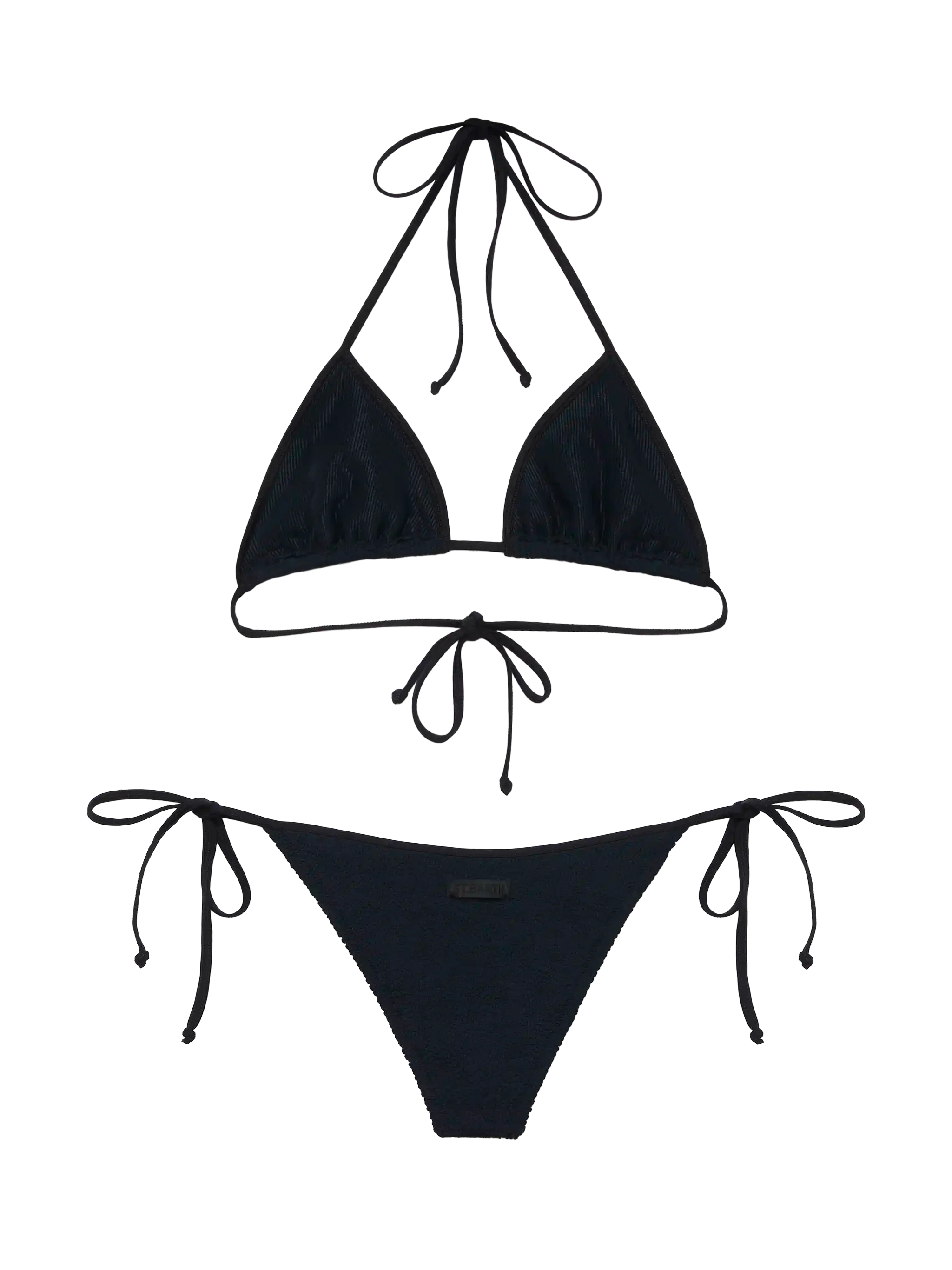 Leah-Marielle Klassieke Zwarte Triangel Bikini met Kreukelrand