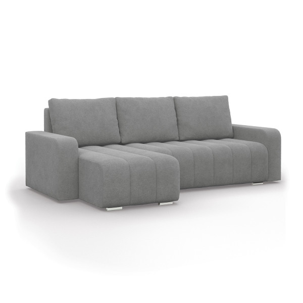 Narożnik rozkładany 1 pojemnik funkcjonalny designerski Ciemnoszary bouclé