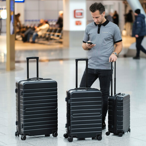 Travel trolley set, 3-piece, black