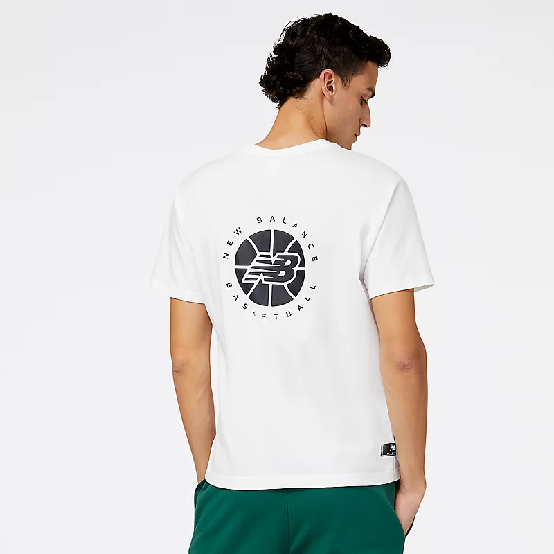 NB Hoops Essentials Fundamental T-shirt voor heren – WIT