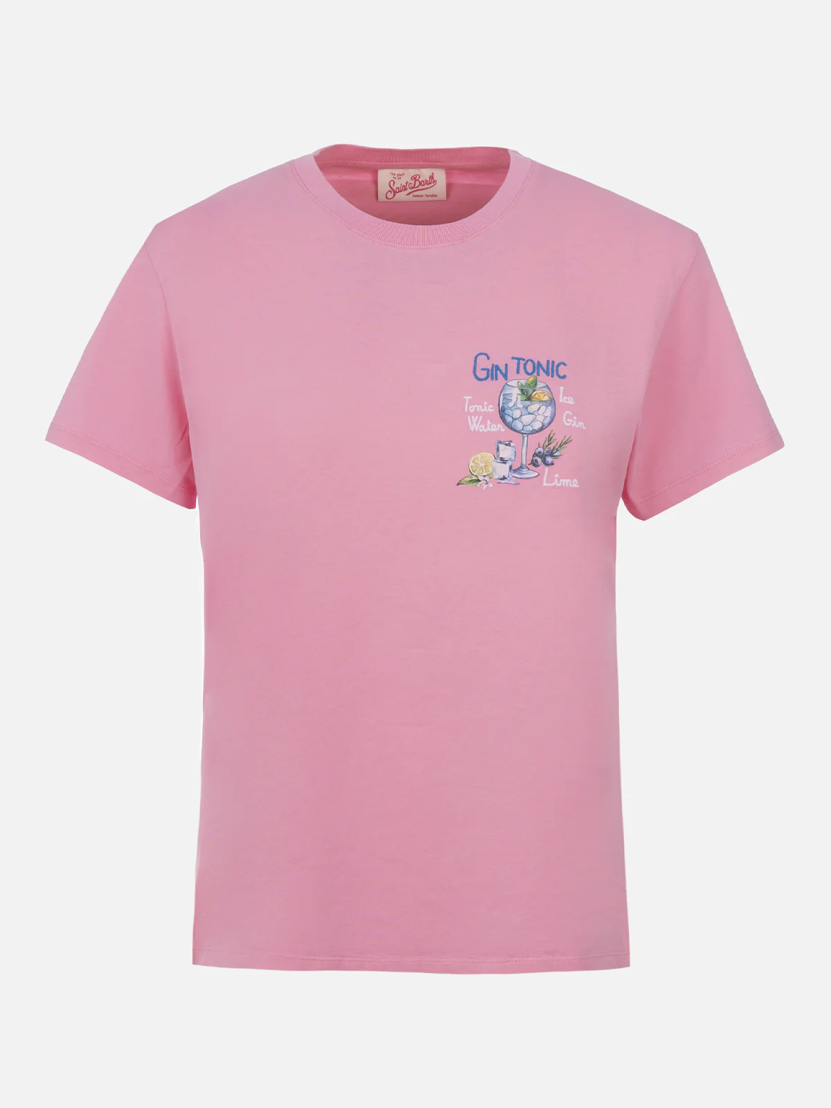 Emilie dames T-shirt met ronde hals van katoenen jersey met Stres-borduurwerk.
